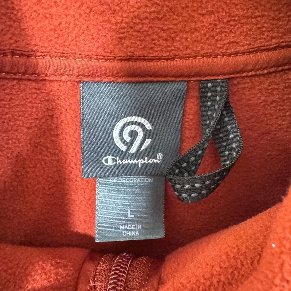 Champion C9 Half Zip Pullover Fleece Jacket Mens Size Large Sherpa‎ Rust Orange